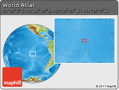 Physical Location Map of the Area around 21° 3' 11" S, 112° 7' 30" W