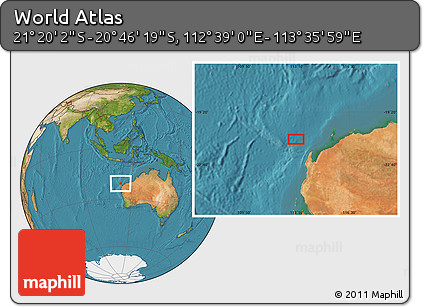 Satellite Location Map of the Area around 21° 3' 11" S, 113° 7' 30" E