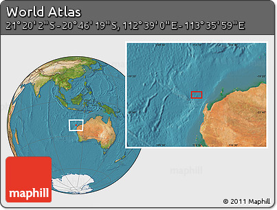 Satellite Location Map of the Area around 21° 3' 11" S, 113° 7' 30" E