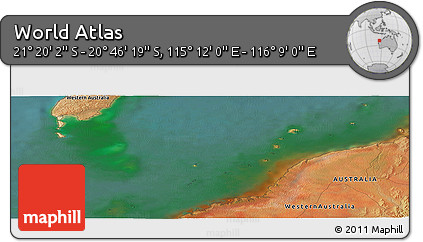 Satellite Panoramic Map of the Area around 21° 3' 11" S, 115° 40' 30" E