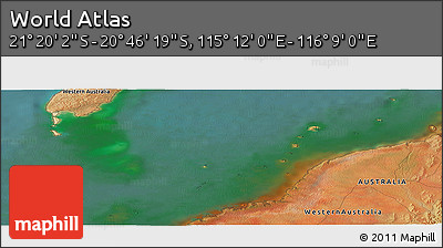 Satellite Panoramic Map of the Area around 21° 3' 11" S, 115° 40' 30" E