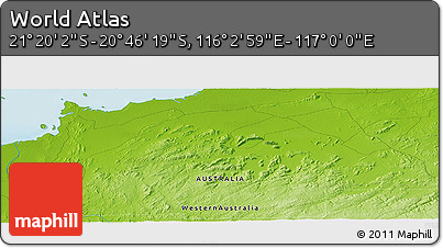 Physical Panoramic Map of the Area around 21° 3' 11" S, 116° 31' 30" E