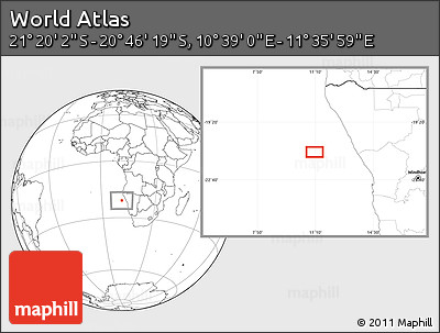 Blank Location Map of the Area around 21° 3' 11" S, 11° 7' 30" E
