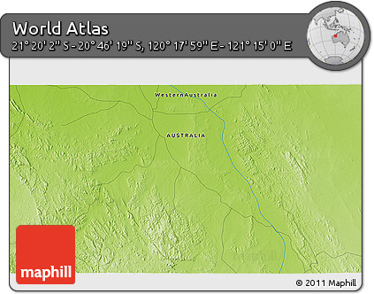 Physical 3D Map of the Area around 21° 3' 11" S, 120° 46' 30" E
