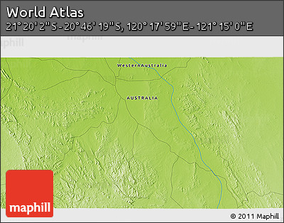 Physical 3D Map of the Area around 21° 3' 11" S, 120° 46' 30" E
