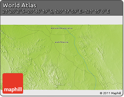 Physical 3D Map of the Area around 21° 3' 11" S, 120° 46' 30" E