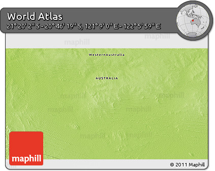 Physical 3D Map of the Area around 21° 3' 11" S, 121° 37' 30" E