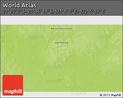 Physical 3D Map of the Area around 21° 3' 11" S, 121° 37' 30" E
