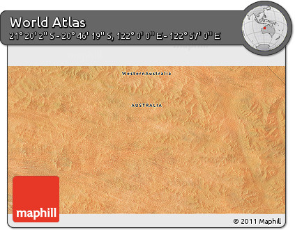 Satellite 3D Map of the Area around 21° 3' 11" S, 122° 28' 29" E
