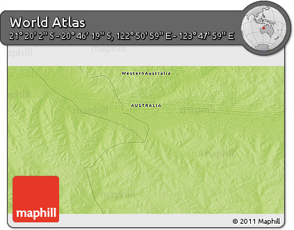 Physical 3D Map of the Area around 21° 3' 11" S, 123° 19' 29" E