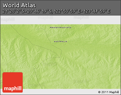 Physical 3D Map of the Area around 21° 3' 11" S, 123° 19' 29" E