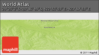 Physical Panoramic Map of the Area around 21° 3' 11" S, 123° 19' 29" E