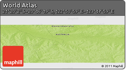 Physical Panoramic Map of the Area around 21° 3' 11" S, 123° 19' 29" E