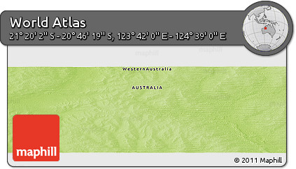 Physical Panoramic Map of the Area around 21° 3' 11" S, 124° 10' 30" E