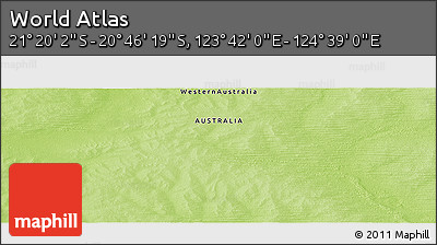 Physical Panoramic Map of the Area around 21° 3' 11" S, 124° 10' 30" E