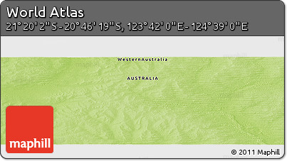 Physical Panoramic Map of the Area around 21° 3' 11" S, 124° 10' 30" E