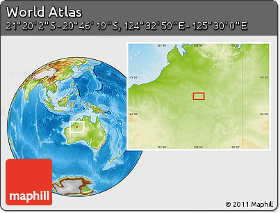 Physical Location Map of the Area around 21° 3' 11" S, 125° 1' 30" E