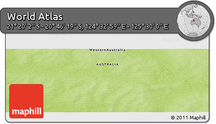 Physical Panoramic Map of the Area around 21° 3' 11" S, 125° 1' 30" E