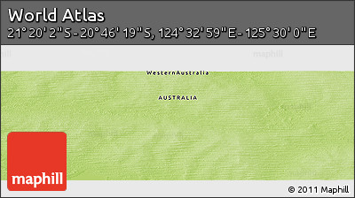 Physical Panoramic Map of the Area around 21° 3' 11" S, 125° 1' 30" E