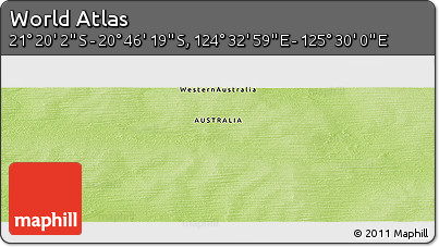 Physical Panoramic Map of the Area around 21° 3' 11" S, 125° 1' 30" E