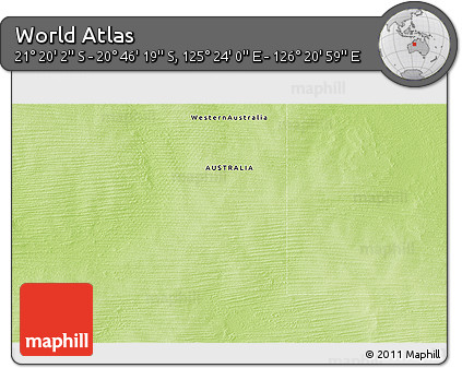 Physical 3D Map of the Area around 21° 3' 11" S, 125° 52' 30" E