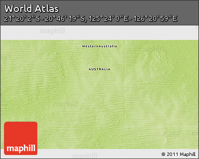 Physical 3D Map of the Area around 21° 3' 11" S, 125° 52' 30" E