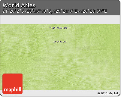 Physical 3D Map of the Area around 21° 3' 11" S, 125° 52' 30" E