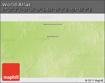 Physical 3D Map of the Area around 21° 3' 11" S, 126° 43' 29" E