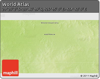Physical 3D Map of the Area around 21° 3' 11" S, 126° 43' 29" E