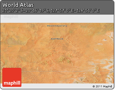 Satellite 3D Map of the Area around 21° 3' 11" S, 128° 25' 30" E