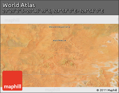 Satellite 3D Map of the Area around 21° 3' 11" S, 128° 25' 30" E