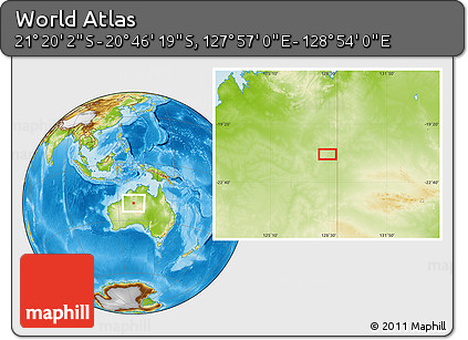 Physical Location Map of the Area around 21° 3' 11" S, 128° 25' 30" E