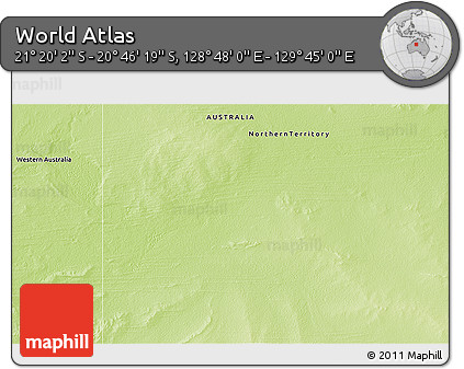 Physical 3D Map of the Area around 21° 3' 11" S, 129° 16' 30" E