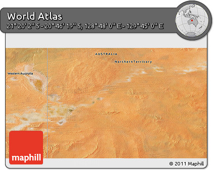 Satellite 3D Map of the Area around 21° 3' 11" S, 129° 16' 30" E