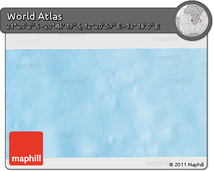 Physical 3D Map of the Area around 21° 3' 11" S, 12° 49' 29" E