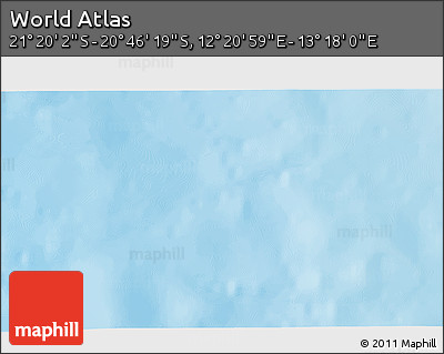 Physical 3D Map of the Area around 21° 3' 11" S, 12° 49' 29" E