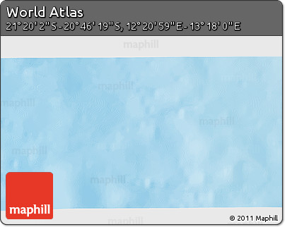 Physical 3D Map of the Area around 21° 3' 11" S, 12° 49' 29" E