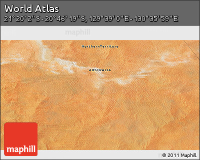 Satellite 3D Map of the Area around 21° 3' 11" S, 130° 7' 30" E