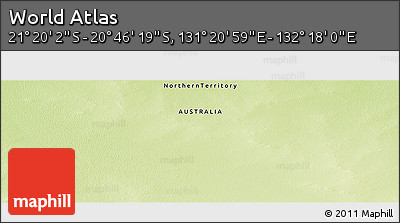 Physical Panoramic Map of the Area around 21° 3' 11" S, 131° 49' 29" E
