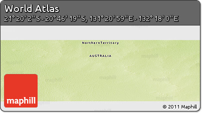 Physical Panoramic Map of the Area around 21° 3' 11" S, 131° 49' 29" E