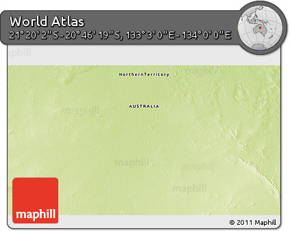 Physical 3D Map of the Area around 21° 3' 11" S, 133° 31' 30" E
