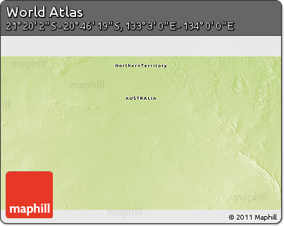 Physical 3D Map of the Area around 21° 3' 11" S, 133° 31' 30" E
