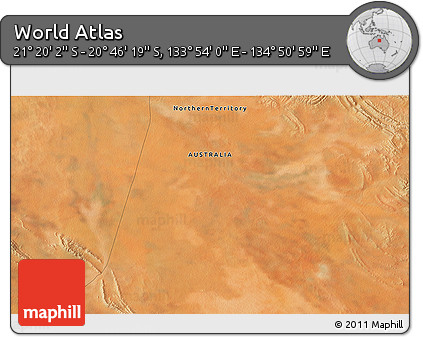 Satellite 3D Map of the Area around 21° 3' 11" S, 134° 22' 30" E