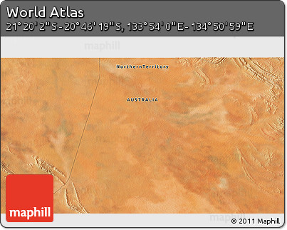 Satellite 3D Map of the Area around 21° 3' 11" S, 134° 22' 30" E