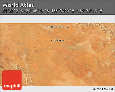 Satellite 3D Map of the Area around 21° 3' 11" S, 134° 22' 30" E