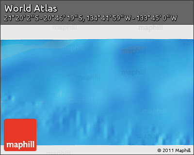 Shaded Relief 3D Map of the Area around 21° 3' 11" S, 134° 13' 29" W