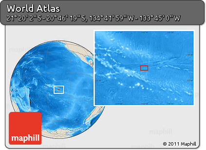 Shaded Relief Location Map of the Area around 21° 3' 11" S, 134° 13' 29" W