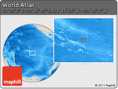 Shaded Relief Location Map of the Area around 21° 3' 11" S, 134° 13' 29" W
