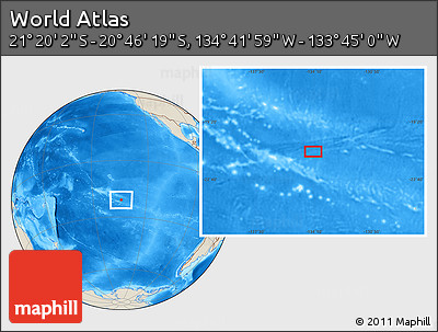 Shaded Relief Location Map of the Area around 21° 3' 11" S, 134° 13' 29" W