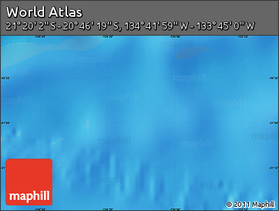 Physical Map of the Area around 21° 3' 11" S, 134° 13' 29" W